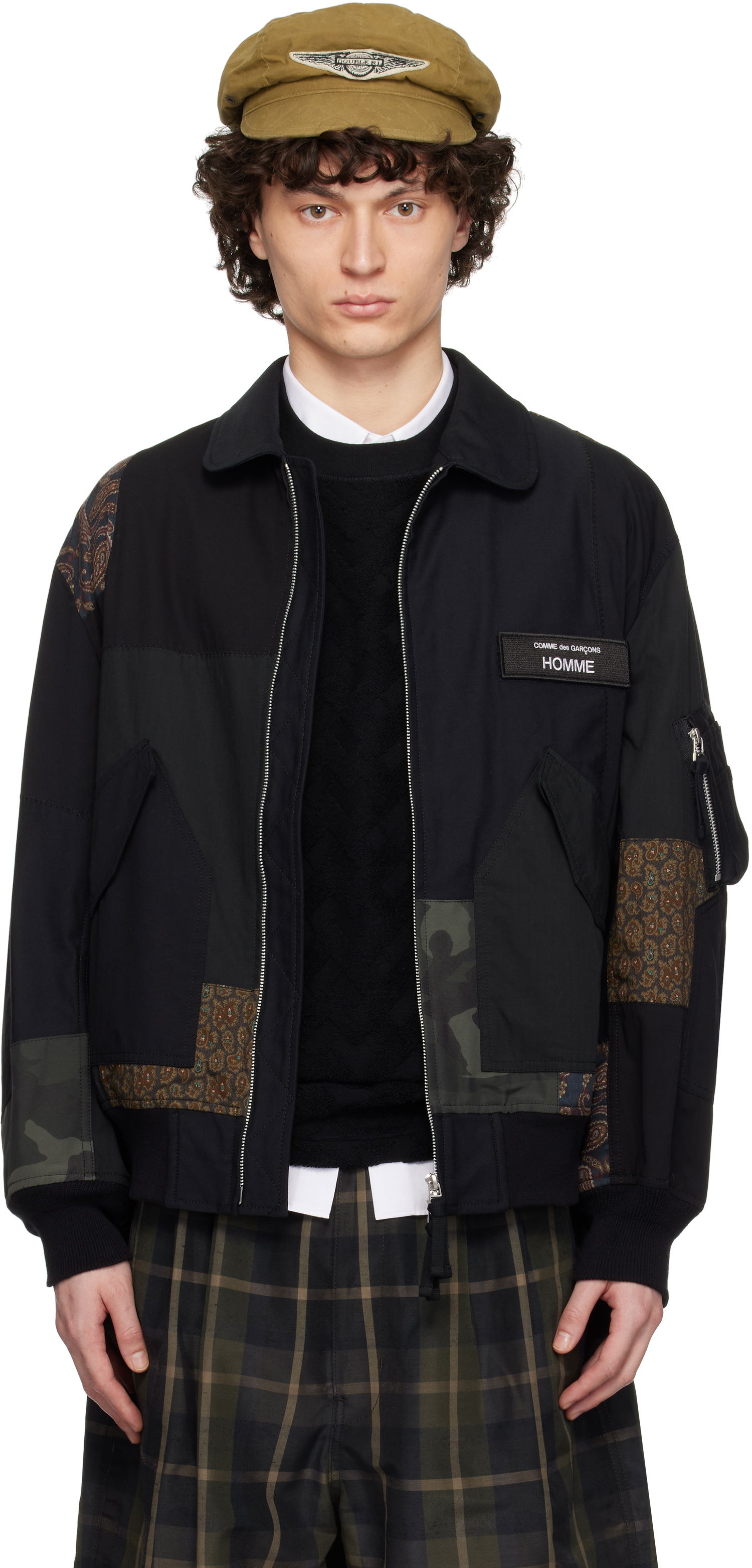 Bomberjakke Comme des Garçons CDG Homme Nylon Back Satin Mix Jacket Sort | HO-J023-051, 0