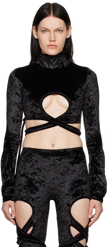 Crop top Ottolinger Ottolinger Velvet Wrap Turtleneck Top Sort | 401701, 0