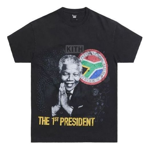 T-shirt KITH Mandela Day 2021 Vintage Graphic Tee Sort | KH030135-001