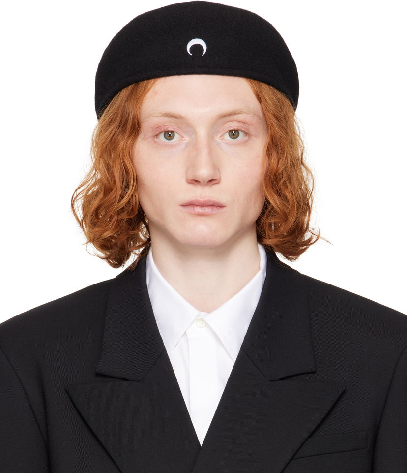 Baret Marine Serre Marine Serre Moon Felted Wool Beret Sort | UHG036A RWOV0015