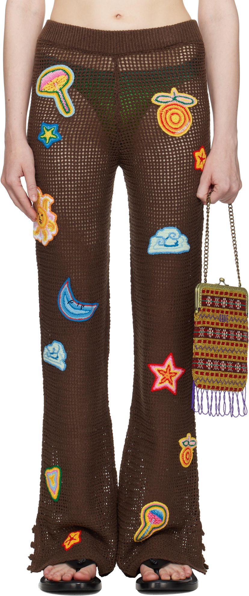 Bukser Casablanca Casablanca Crochet Motif Trousers Brun | WS25-KW-940-01