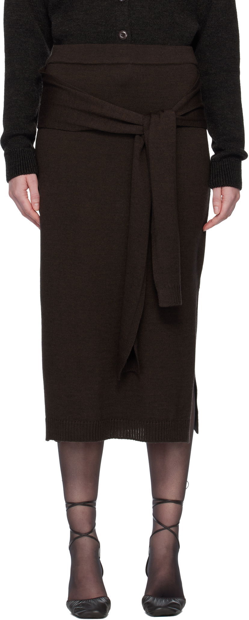 Nederdel LEMAIRE Trompe L'oeil Midi Skirt Brun | SK1058 LK087