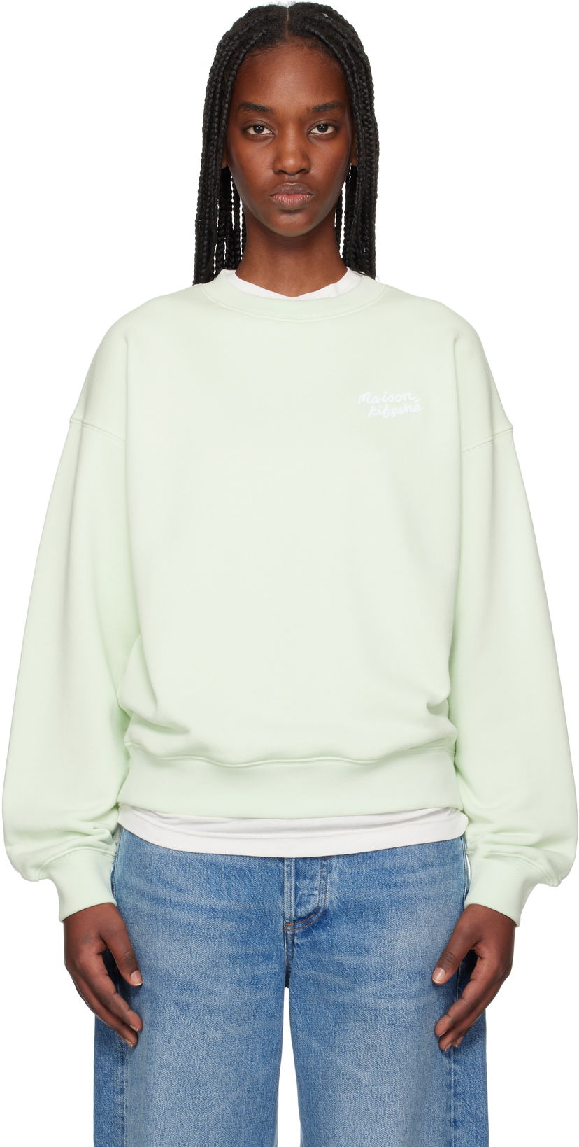 Sweater MAISON KITSUNÉ Maison Kitsuné Handwriting Comfort Sweatshirt Grøn | MW00314KM0321