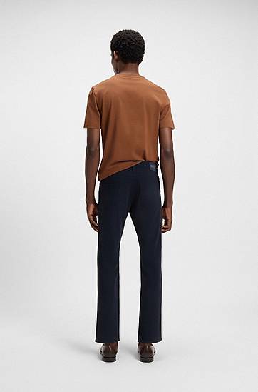 Bukser BOSS Delaware Slim-Fit Stretch-Cotton Twill Trousers Mørkeblå | 50543883, 1