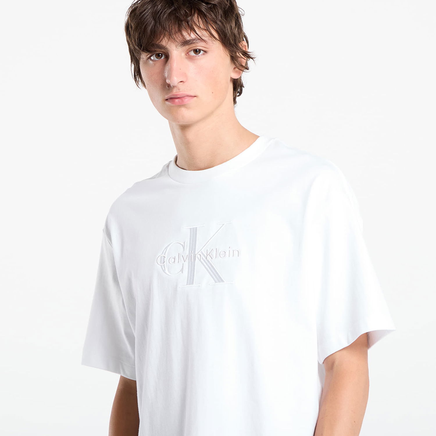 T-shirt CALVIN KLEIN Calvin Klein Hi Low Emb 16S Jersey T-Shirt Hvid | LV04RB295G YAA, 1