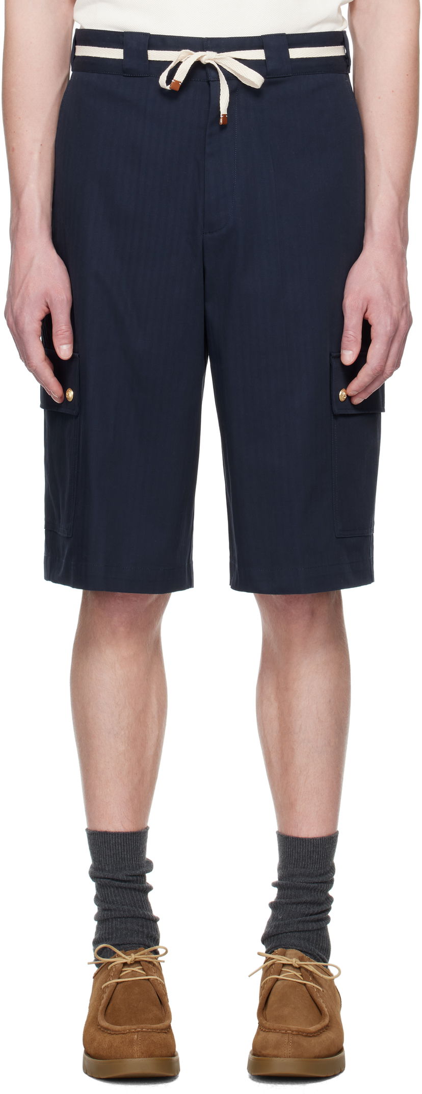 Shorts Drôle de Monsieur Drole De Monsieur 'Le Short Workwear Chevron' Shorts Mørkeblå | G-BS155-CO106-NY