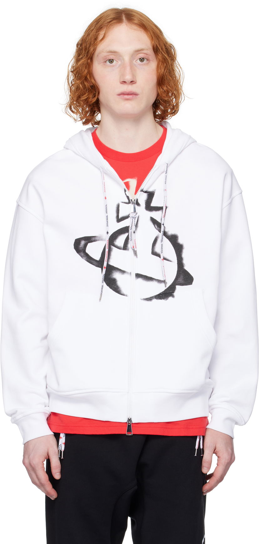 Sweatshirt Vivienne Westwood Vivienne Westwood Stencil Orb Zip Hoodie Hvid | 2I01000I-J006O-