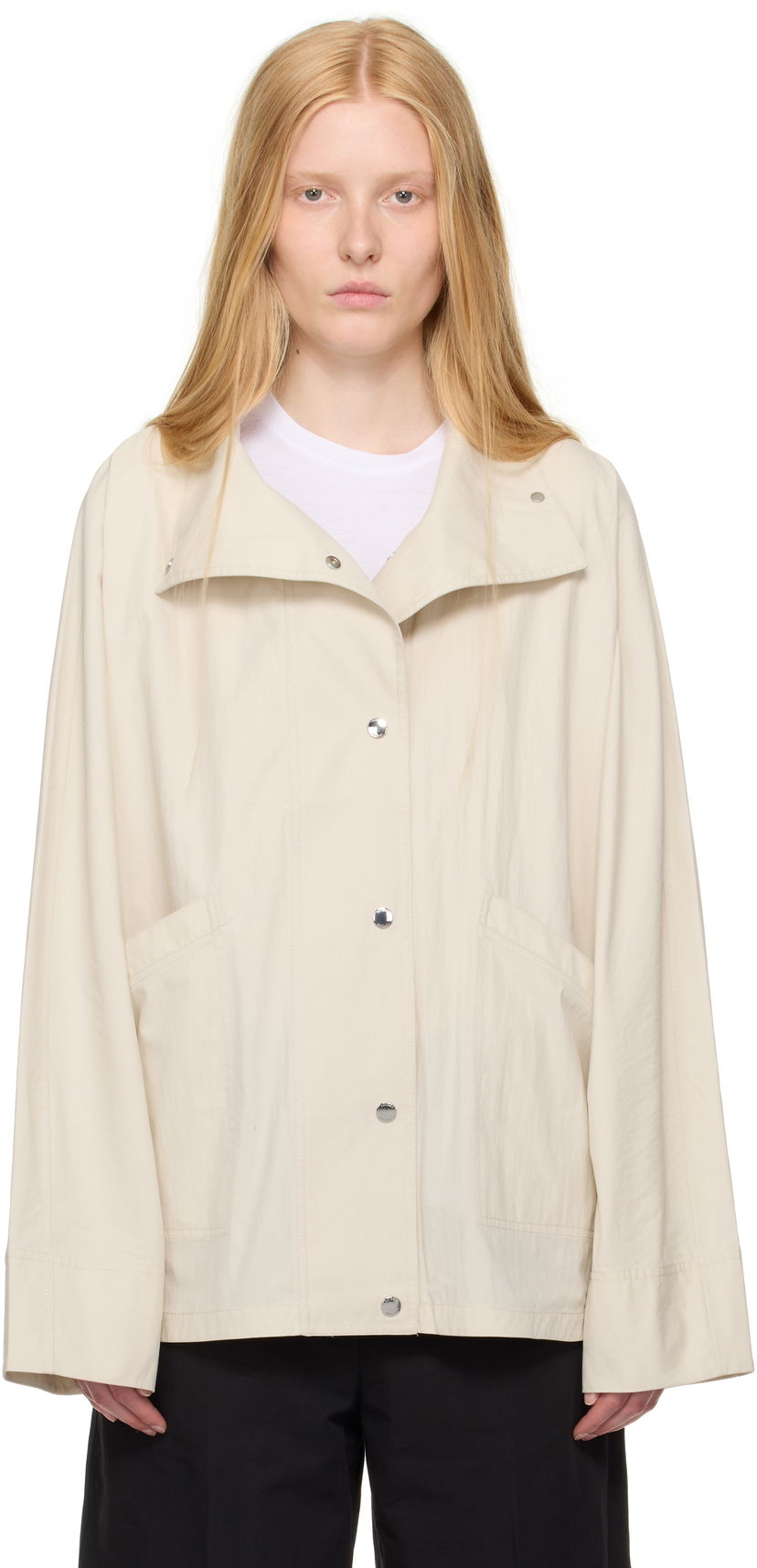 Jakke TOTEME TOTEME Summer Parachute Jacket Beige | 253-WRO0222-FB0427