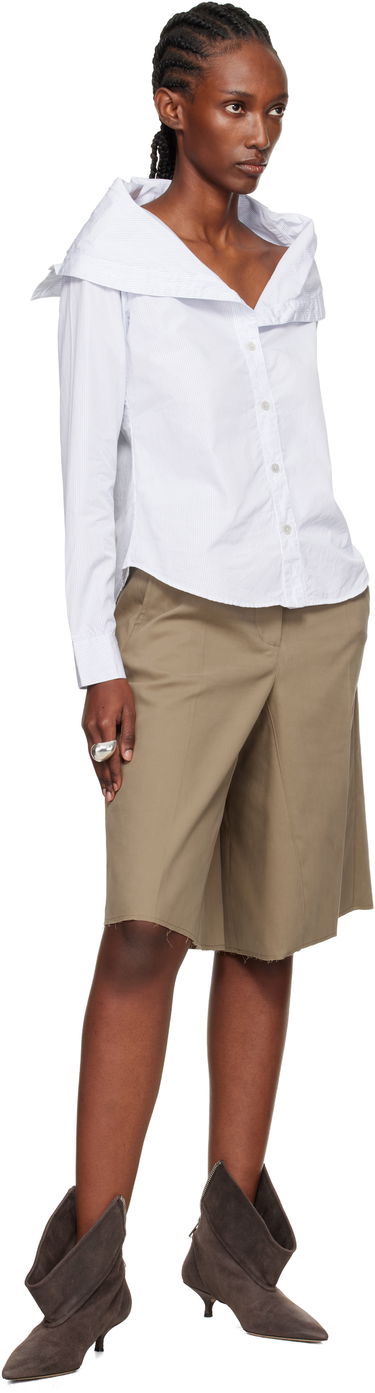 Skjorte OUR LEGACY Kaonashi Pinstriped Long-Sleeve Off-Shoulder Button-Up Shirt Hvid | W4252KD, 3