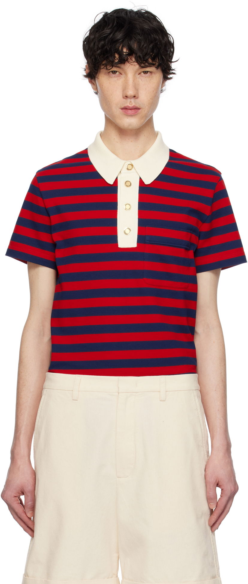Polo skjorte Valentino Valentino Striped Cotton Polo Flerfarvet | 6V3MH03SAR9
