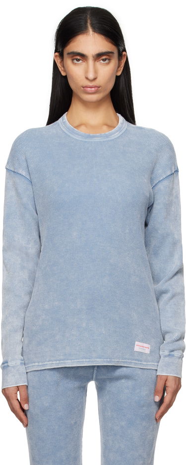 Sweater Alexander Wang Alexander Wang Long Sleeve Waffle Knit T-shirt Blå | UC4221611W, 0
