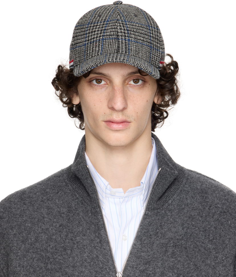 Kasket Thom Browne Thom Browne Prince of Wales Hunting Tweed Baseball Cap Grå | MHC328A-F0930