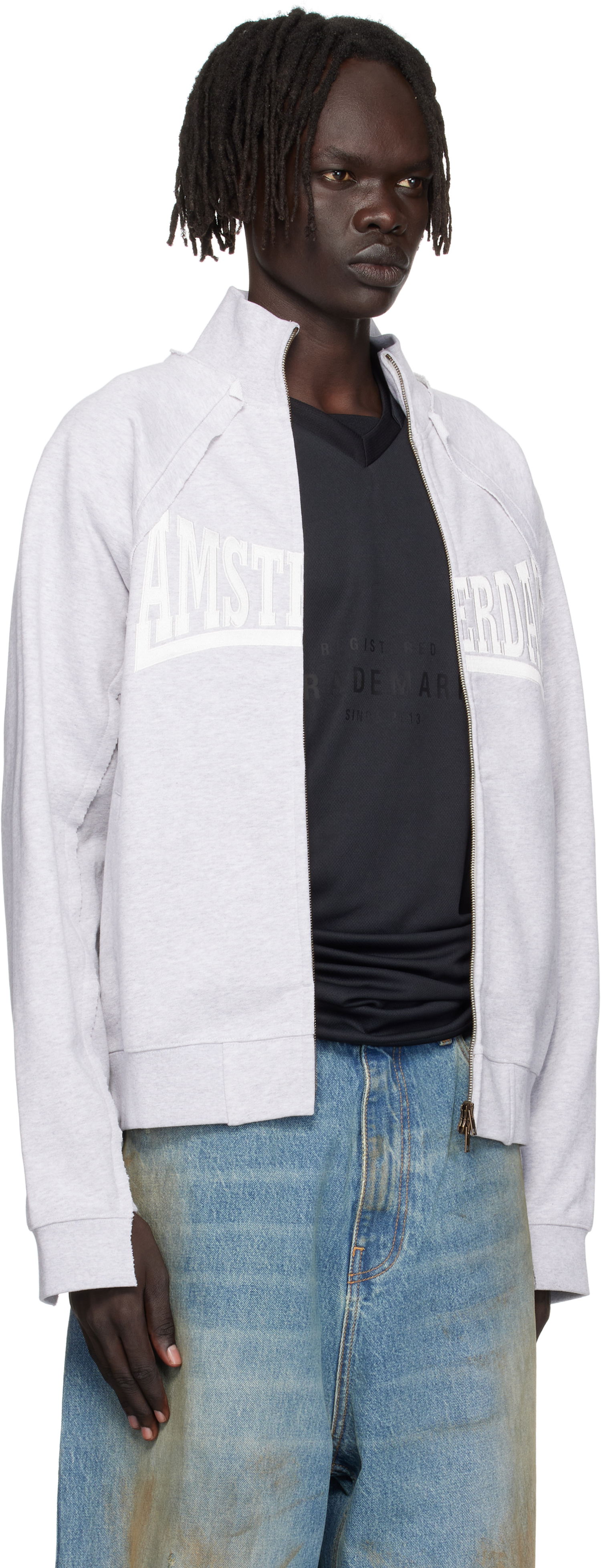 Sweatshirt VETEMENTS Vetements 'Amsterdam' Zip-Up Sweatshirt Grå | UH76ZU760GG, 1
