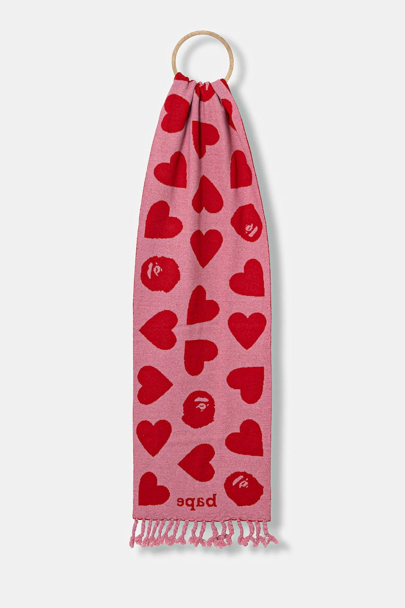Tørklæde BAPE A Bathing Ape I Love Bape Wool Blend Scarf Lyserød | 1K80282001