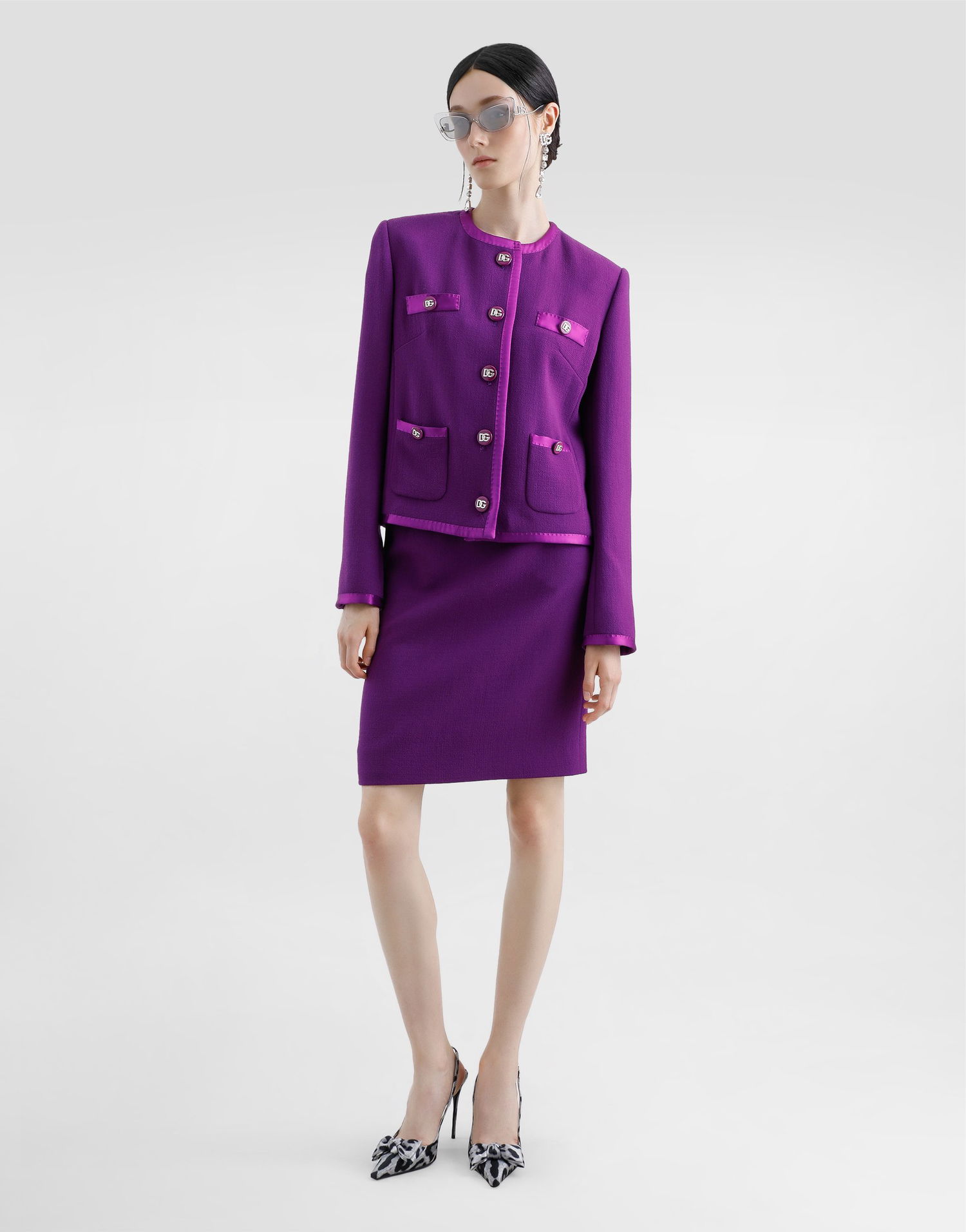 Nederdel Dolce & Gabbana Dolce & Gabbana Wool Crepe Midi Pencil Skirt Lilla | F4C1ETFU2TZF0373, 1