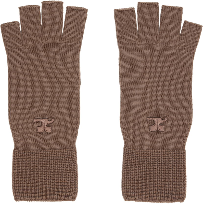 Handsker Courrèges Courrèges Wool Fingerless Gloves Brun | 325MGT031FI0036