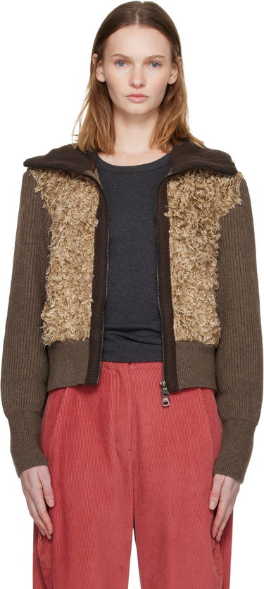 Sweater Andersson Bell Curly Faux Fur Panel Full-Zip Knit Cardigan Flerfarvet | atb1392w, 0