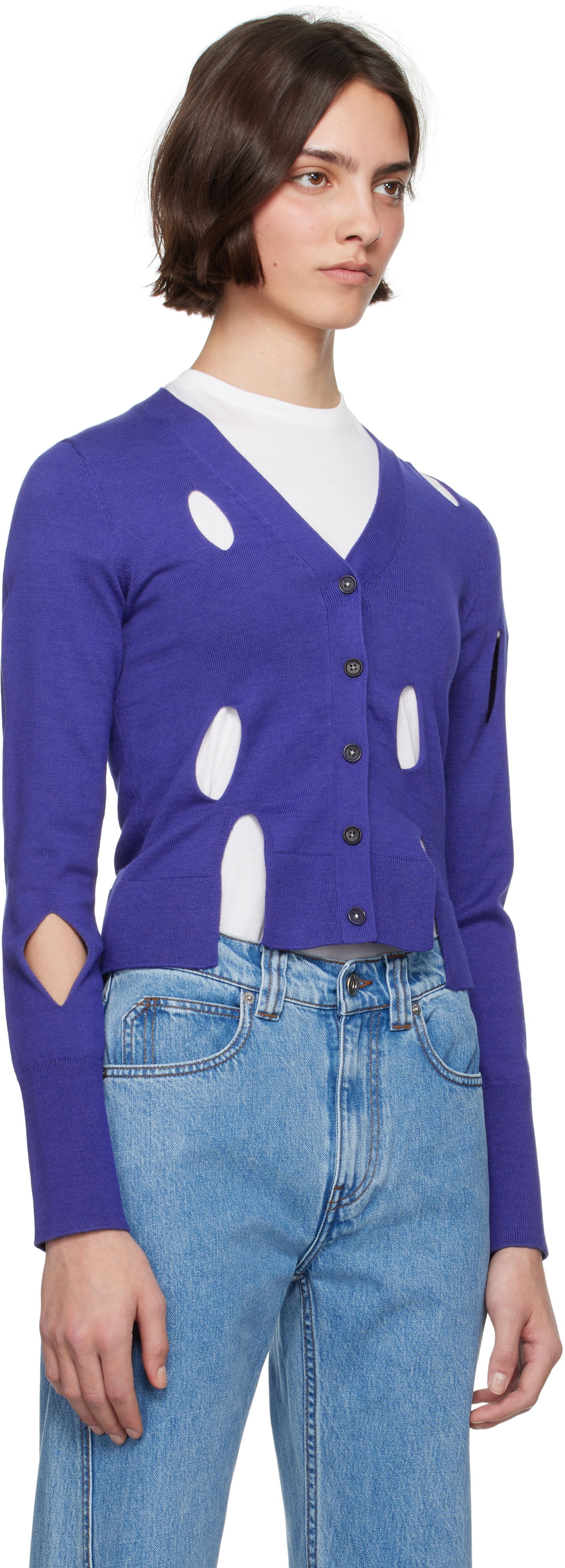 Sweater JW Anderson JW Anderson Slit Cardigan Lilla | KW1413-YN0440, 1