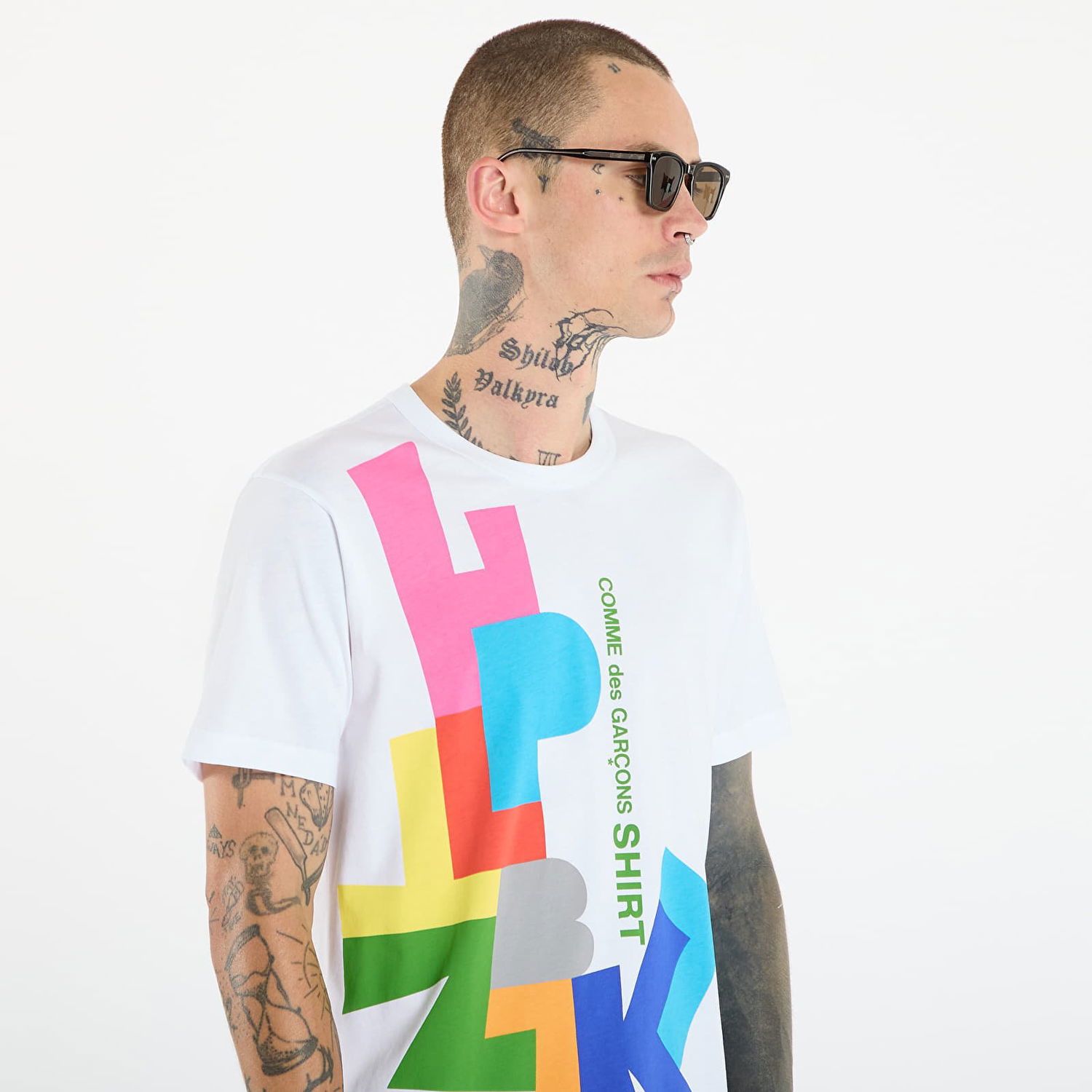 T-shirt Comme des Garçons Comme des Garçons SHIRT T-Shirt With Colorful Block Graphic Print Flerfarvet | FP-T002-W25 White, 1