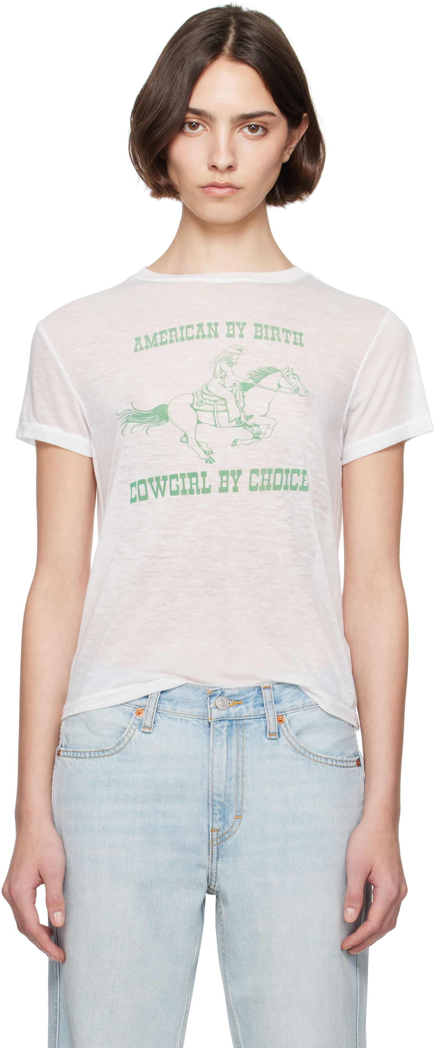 T-shirt RE/DONE Re/Done Classic Burnout 'Cowgirl' T-Shirt Hvid | 792-02WCGT334, 0