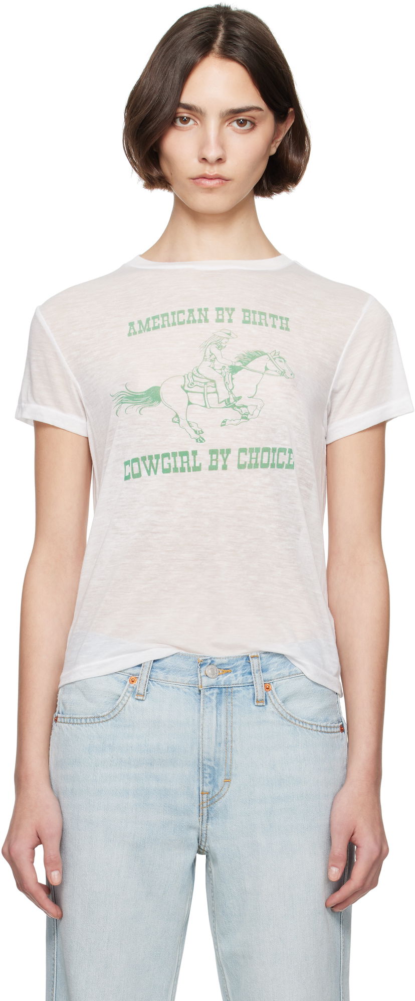T-shirt RE/DONE Re/Done Classic Burnout 'Cowgirl' T-Shirt Hvid | 792-02WCGT334