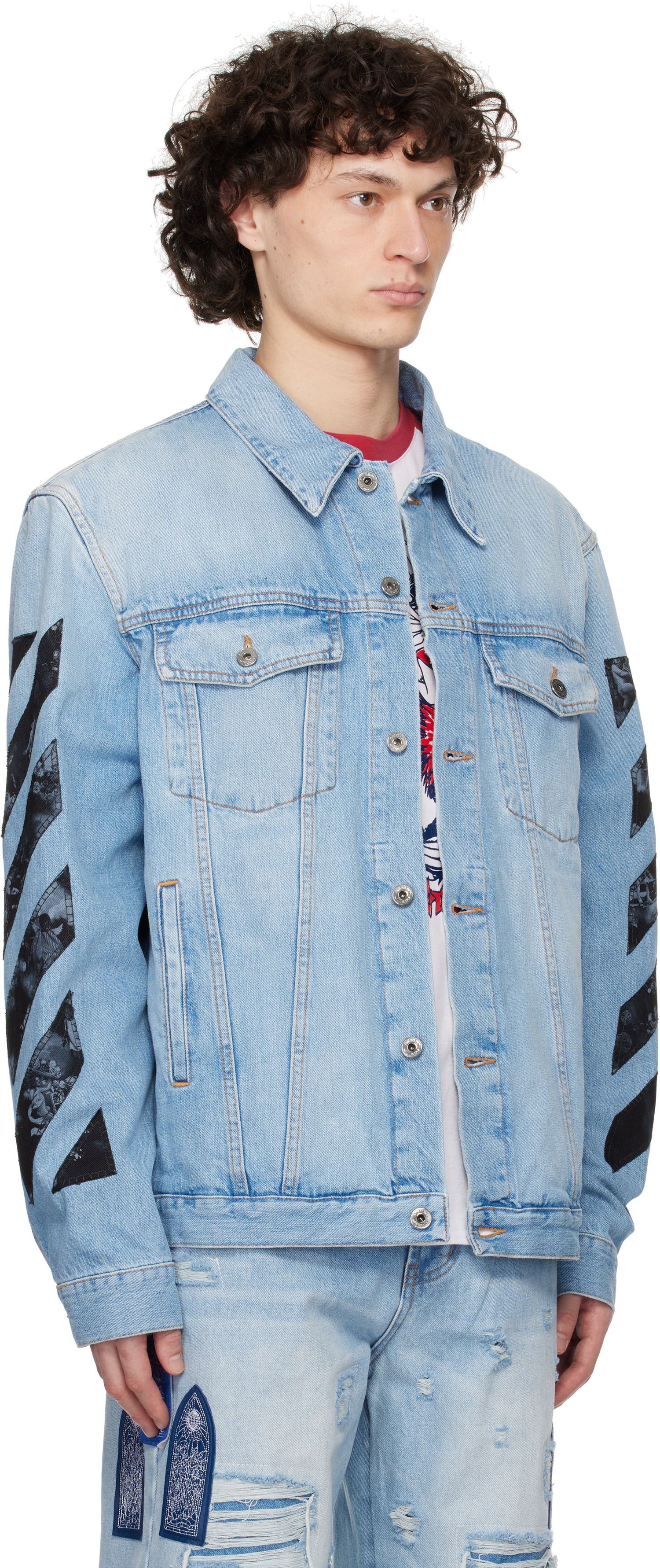 Jakke Off-White Off-White Diag Arrow Skate Denim Jacket Blå | OMYE09BS25DEN0024600, 1