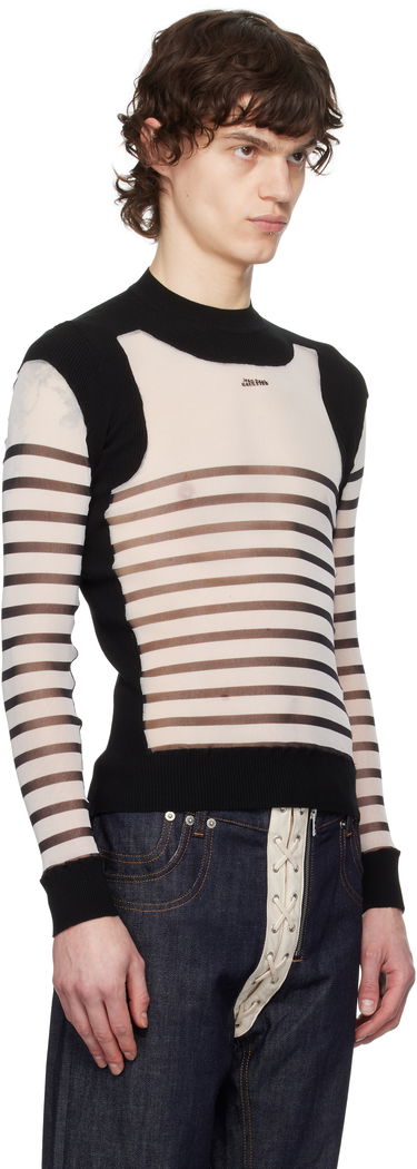 Sweater Jean Paul Gaultier Jean Paul Gaultier Bi-Material Marinière Striped Sweater Sort | 25/33-F-PL069-T574-0100, 1