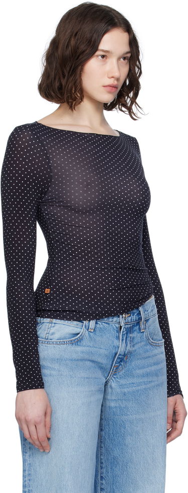 T-shirt Miaou Miaou Amelia Polka Dot Long Sleeve T-Shirt Sort | 7183TJBBWP, 1