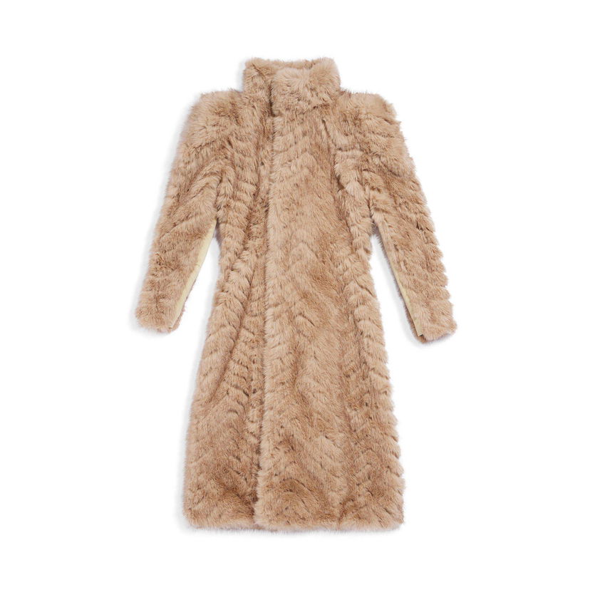 Frakker Balenciaga Round Shoulder Fitted Coat Beige | 768930TPQ142602