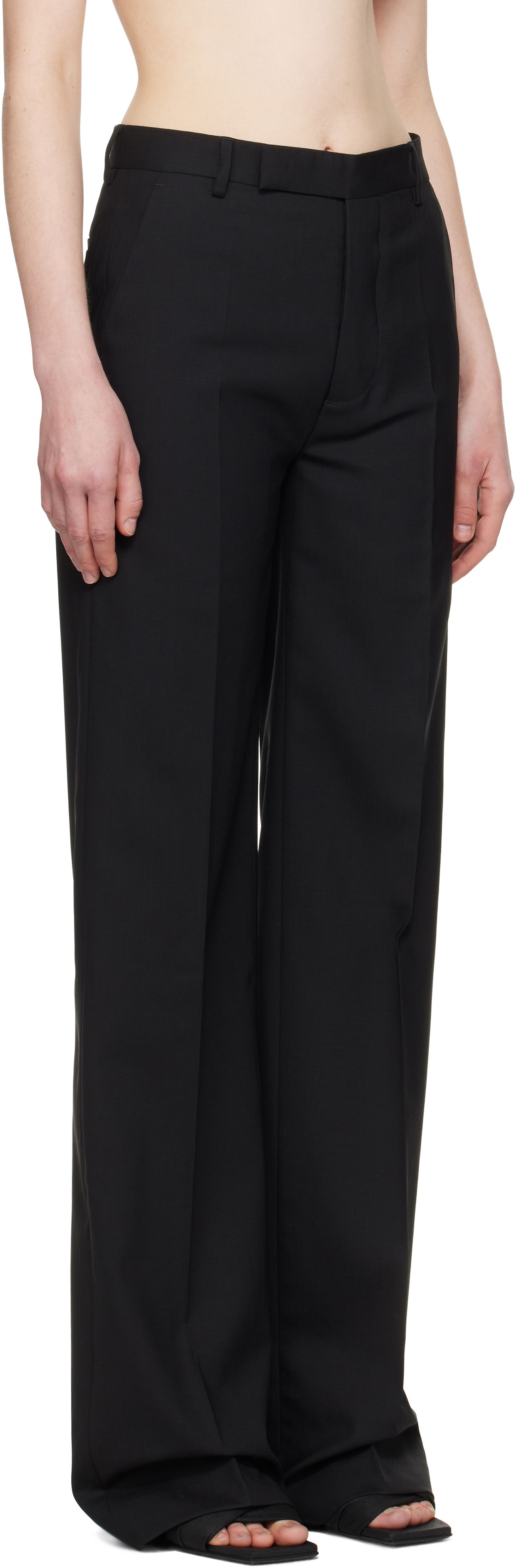 Bukser Rick Owens Rick Owens Hollywood Dietrich Wide-Leg Trousers Sort | RP01E7302 ZL, 1