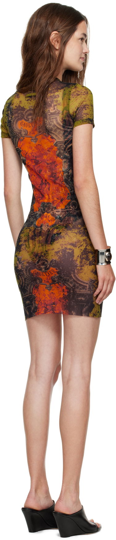 Kjole Jean Paul Gaultier Jean Paul Gaultier 'The Médaillon' Mesh Graphic Minidress Flerfarvet | 25/03-W-DR024-M006P-004115, 2