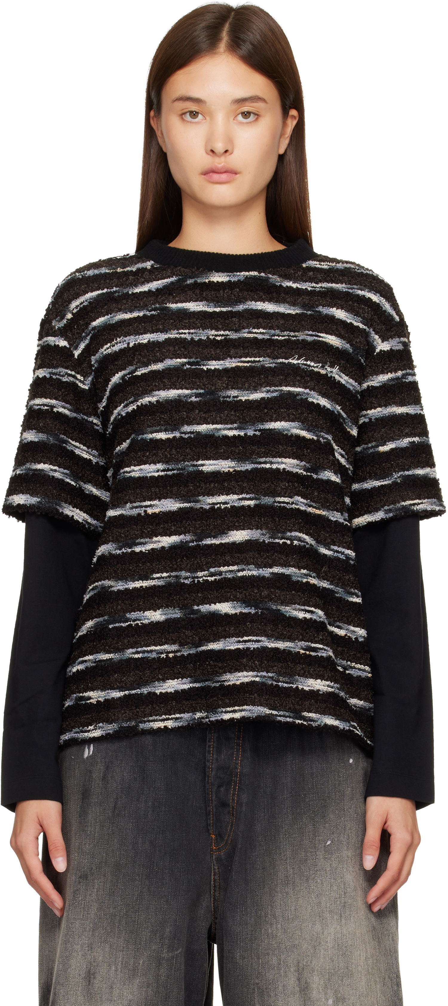 Sweater Andersson Bell Textured Striped Short-Sleeve Layered Sweater Flerfarvet | atb1373u, 0