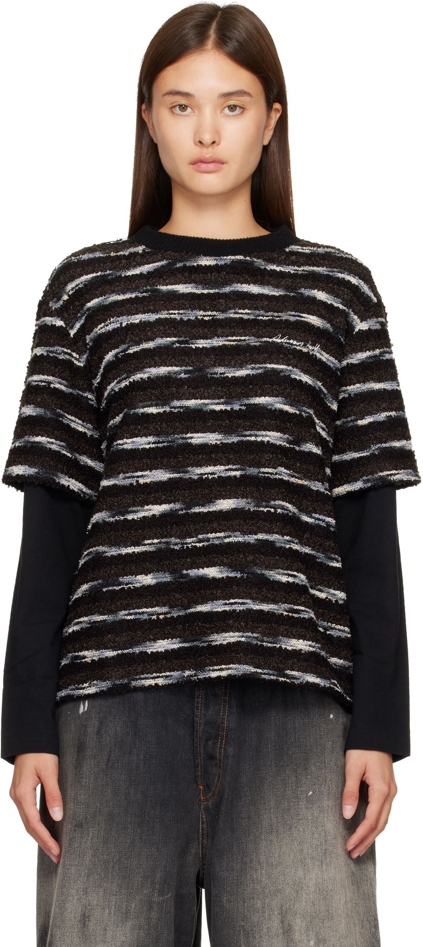Sweater Andersson Bell Textured Striped Short-Sleeve Layered Sweater Flerfarvet | atb1373u