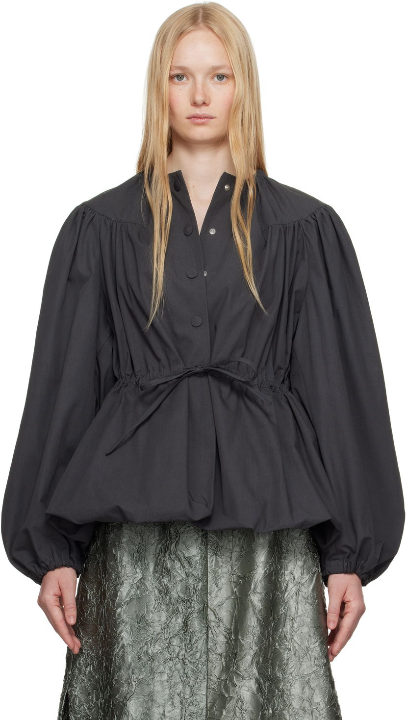 Skjorte Dries Van Noten Dries Van Noten Drawstring Peplum Top Sort | 251-010501-1449