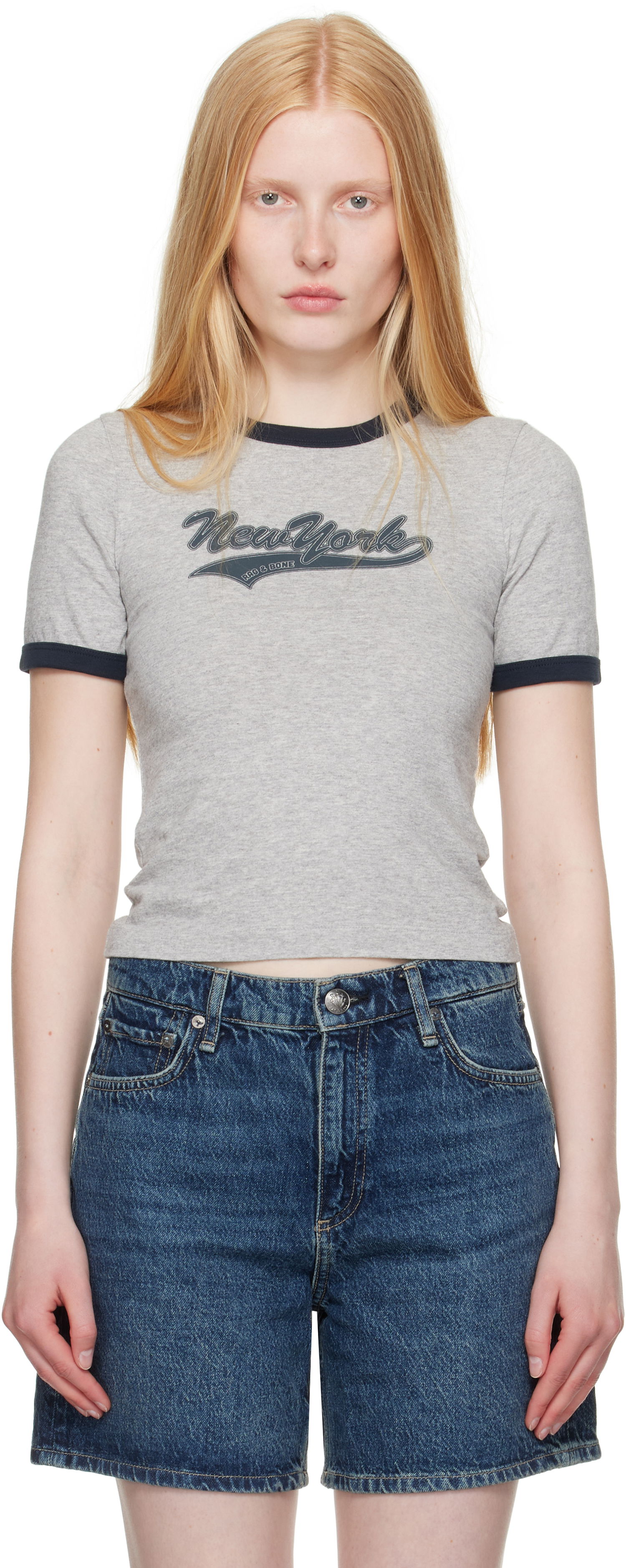 T-shirt rag & bone Rag & Bone Mica Ringer T-Shirt Grå | WCC25PT033MI35, 0