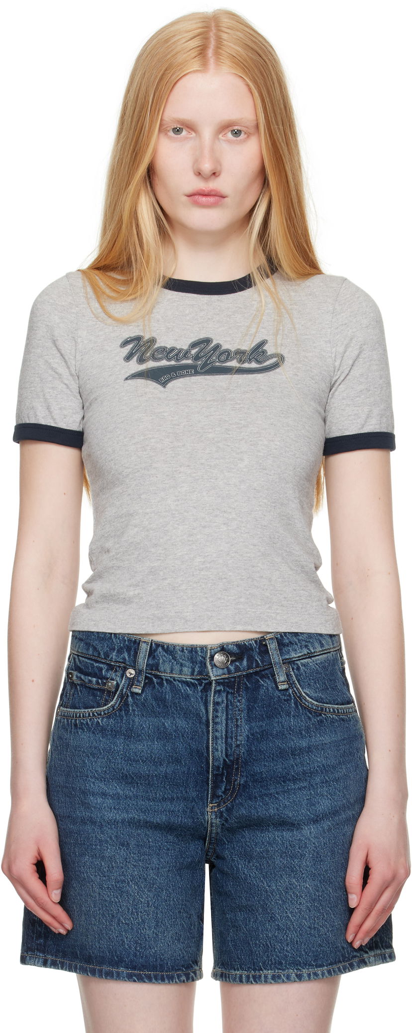 T-shirt rag & bone Rag & Bone Mica Ringer T-Shirt Grå | WCC25PT033MI35