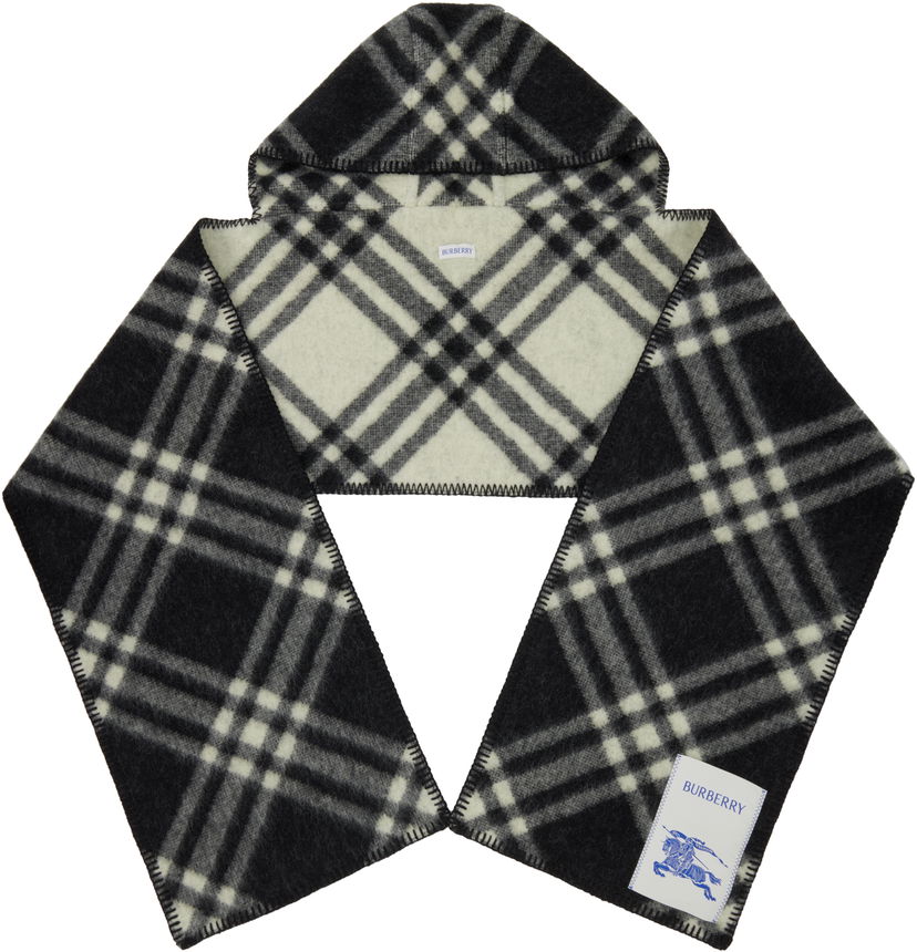Tørklæde Burberry Burberry Check Hooded Scarf Sort | 8115260
