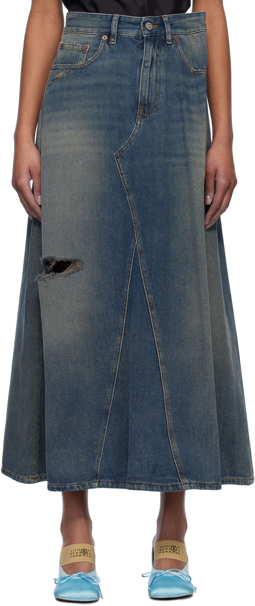 Nederdel Maison Margiela Maison Margiela Darting Denim Midi Skirt Blå | S52ME0022 M30017
