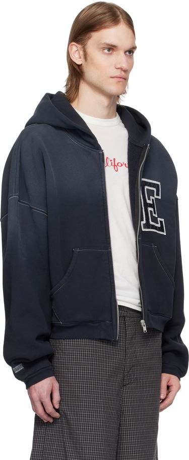 Sweatshirt ERL ERL Varsity Oversized Zip-Up Hoodie Mørkeblå | ERL10T033, 1