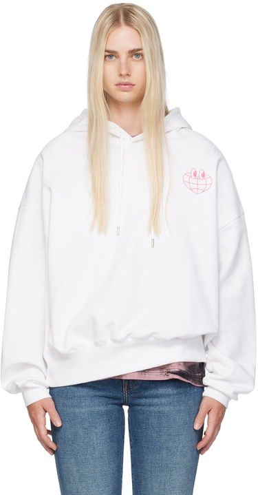 Sweatshirt Moschino Jeans Globe Print Hoodie Hvid | 242K11701, 0