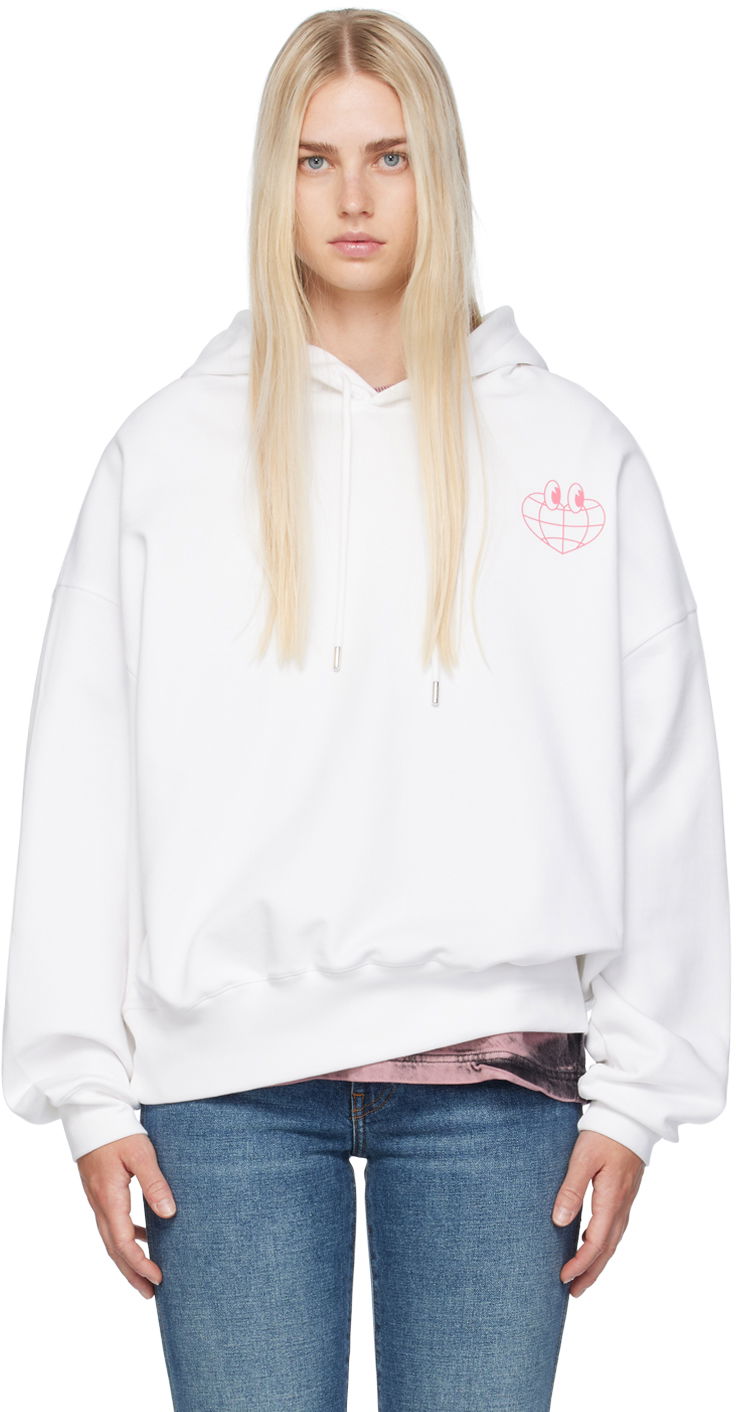 Sweatshirt Moschino Jeans Globe Print Hoodie Hvid | 242K11701