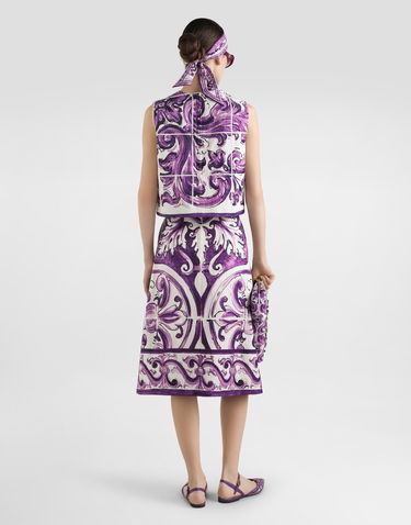 Nederdel Dolce & Gabbana Dolce & Gabbana Majolica Print A-Line Skirt Lilla | F4C4VTFP9AKHP5DQ, 2