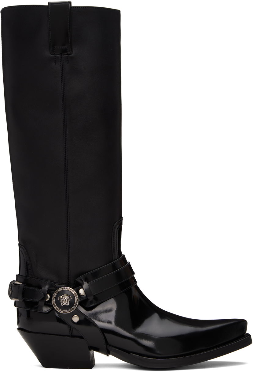 Tøj Versace Versace Texano Knee-High Boots Sort | 1016746_1A12155_1B00I