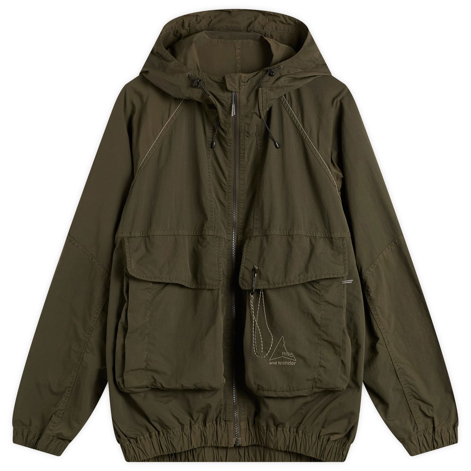 Vindjakke ROA And Wander Garment Dye Nylon Hooded Jacket Grøn | 5745221536-180, 0