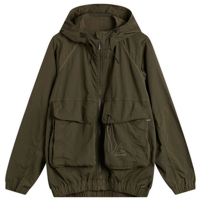 Vindjakke ROA And Wander Garment Dye Nylon Hooded Jacket Grøn | 5745221536-180