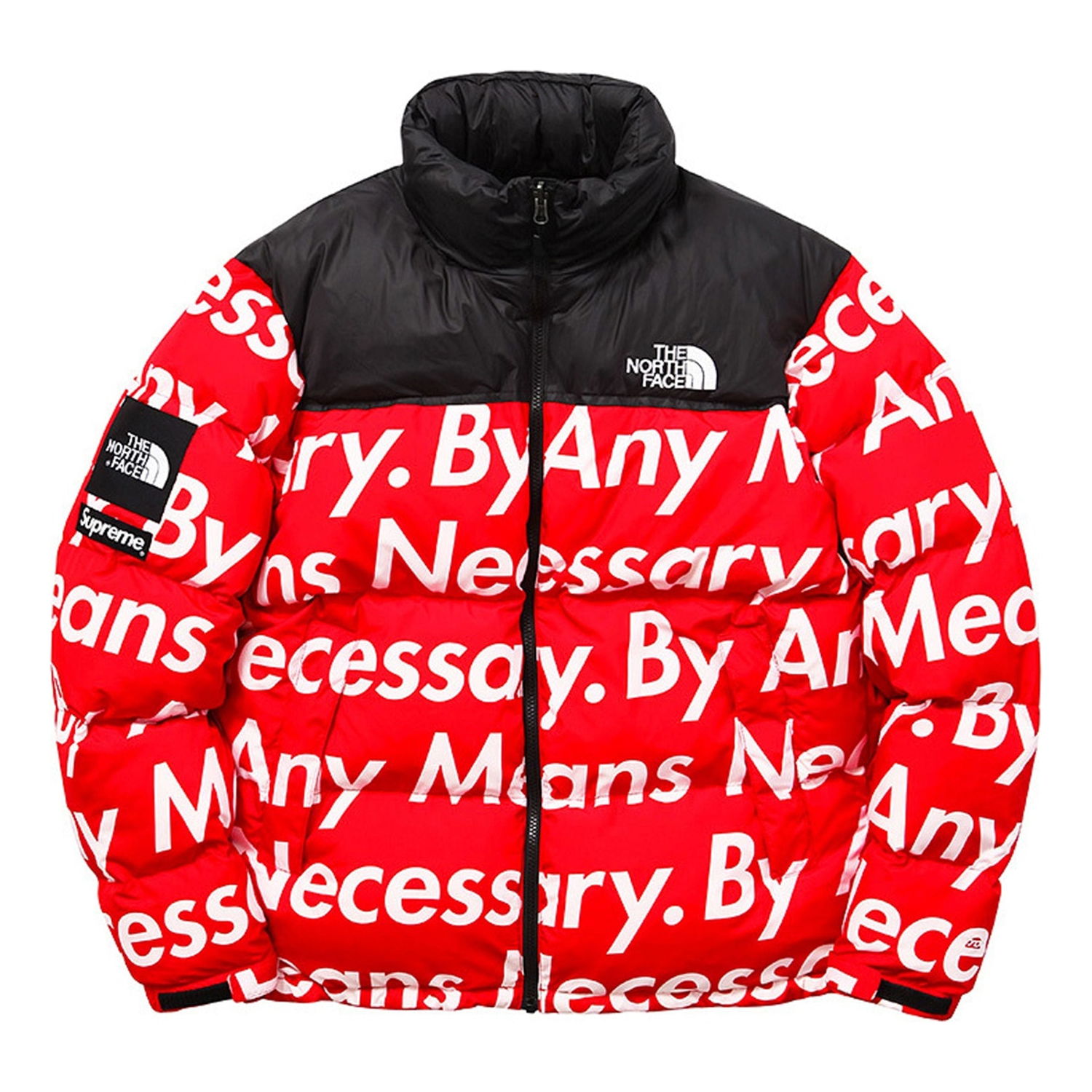 Puffer jakke Supreme Nuptse 'By Any Means' Puffer Jacket Rød | SUP-FW15-621, 0