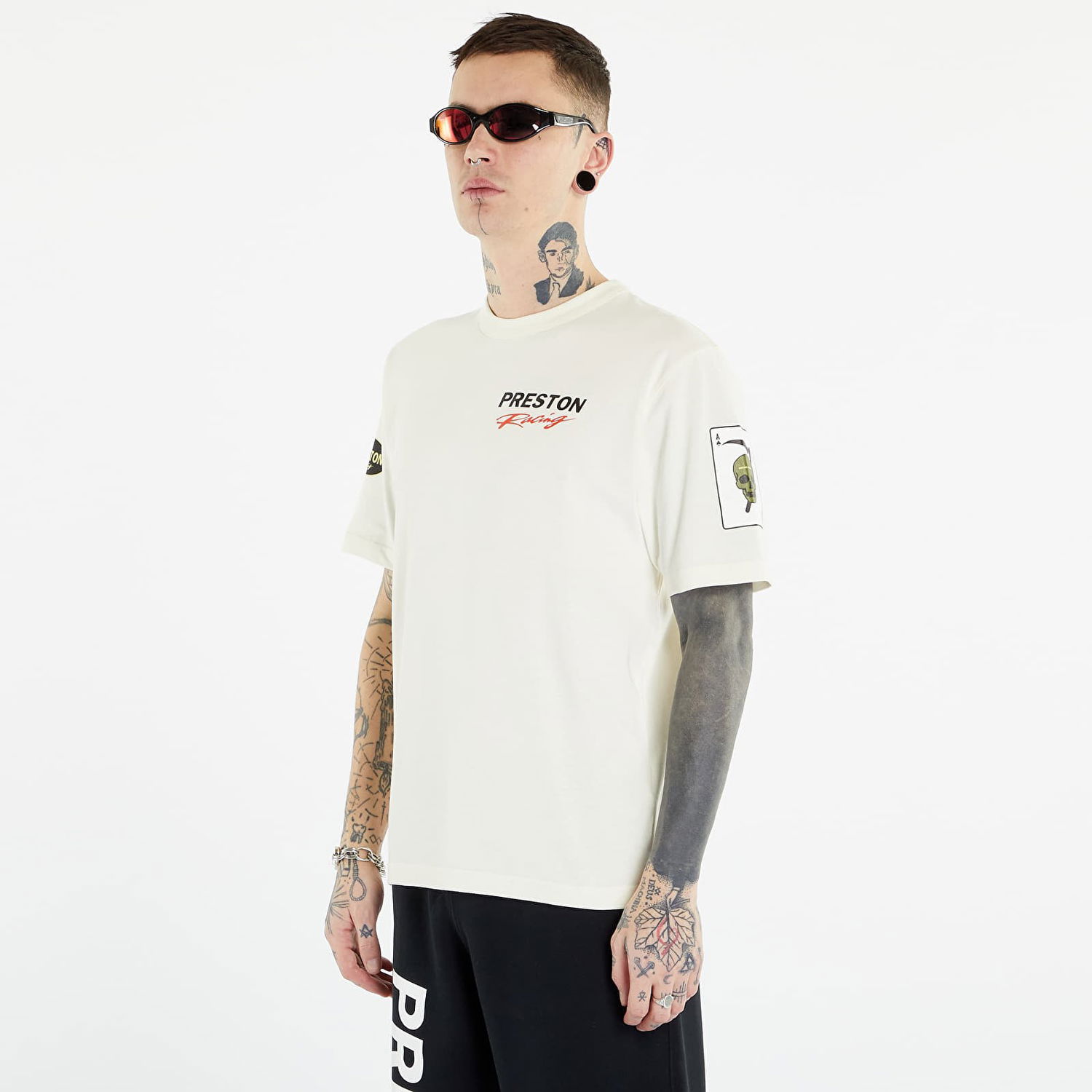 T-shirt HERON PRESTON Preston Racing Short Sleeve Tee Hvid | HMAA032S23JER0080110, 1