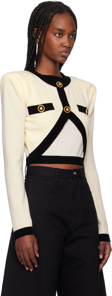Sweater Balmain Balmain Knit Faux-Cardigan Sweater Hvid | EF1KA120KH91, 1
