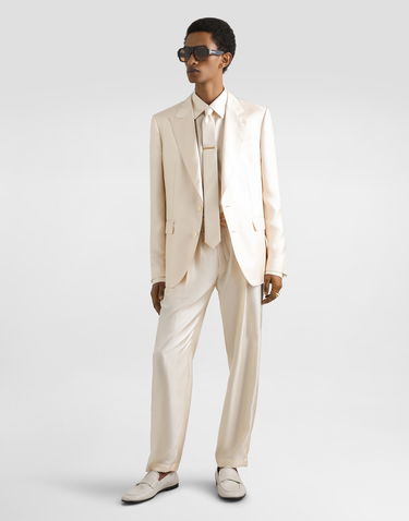 Bukser Dolce & Gabbana Dolce & Gabbana Silk Twill Jogging Trousers Beige | GP12QTFU10SA3791, 1