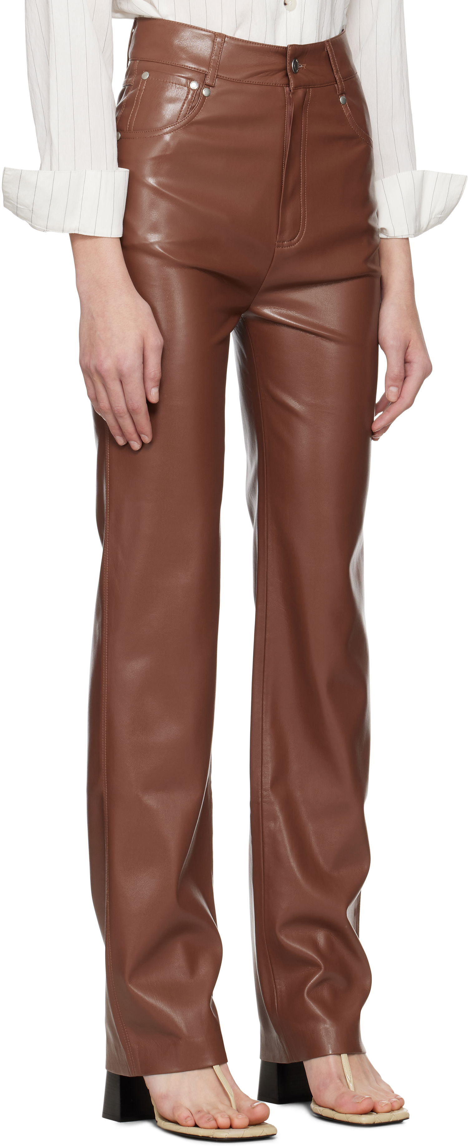 Bukser Nanushka Nanushka Jacoba Vegan Leather Pants Brun | NW25SSPA21775, 1